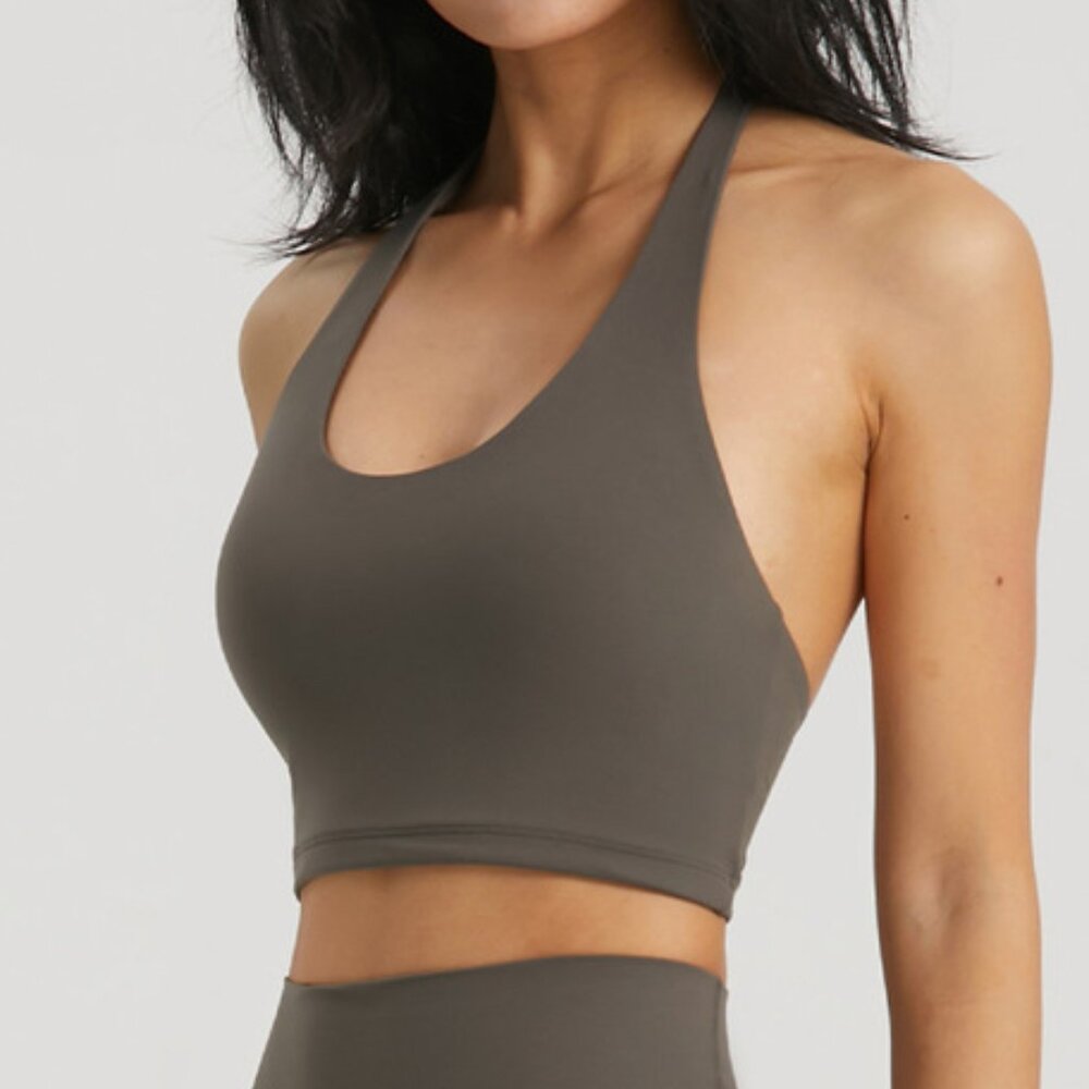 Butter-Soft Built-In Bra Yoga Top Halter Neck Open Back